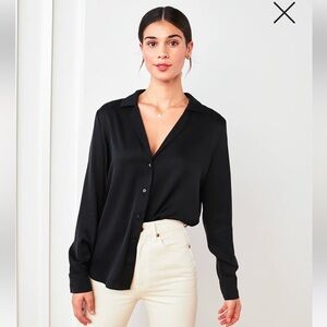 New Quince Washable Silk Notch Collar Blouse - Small